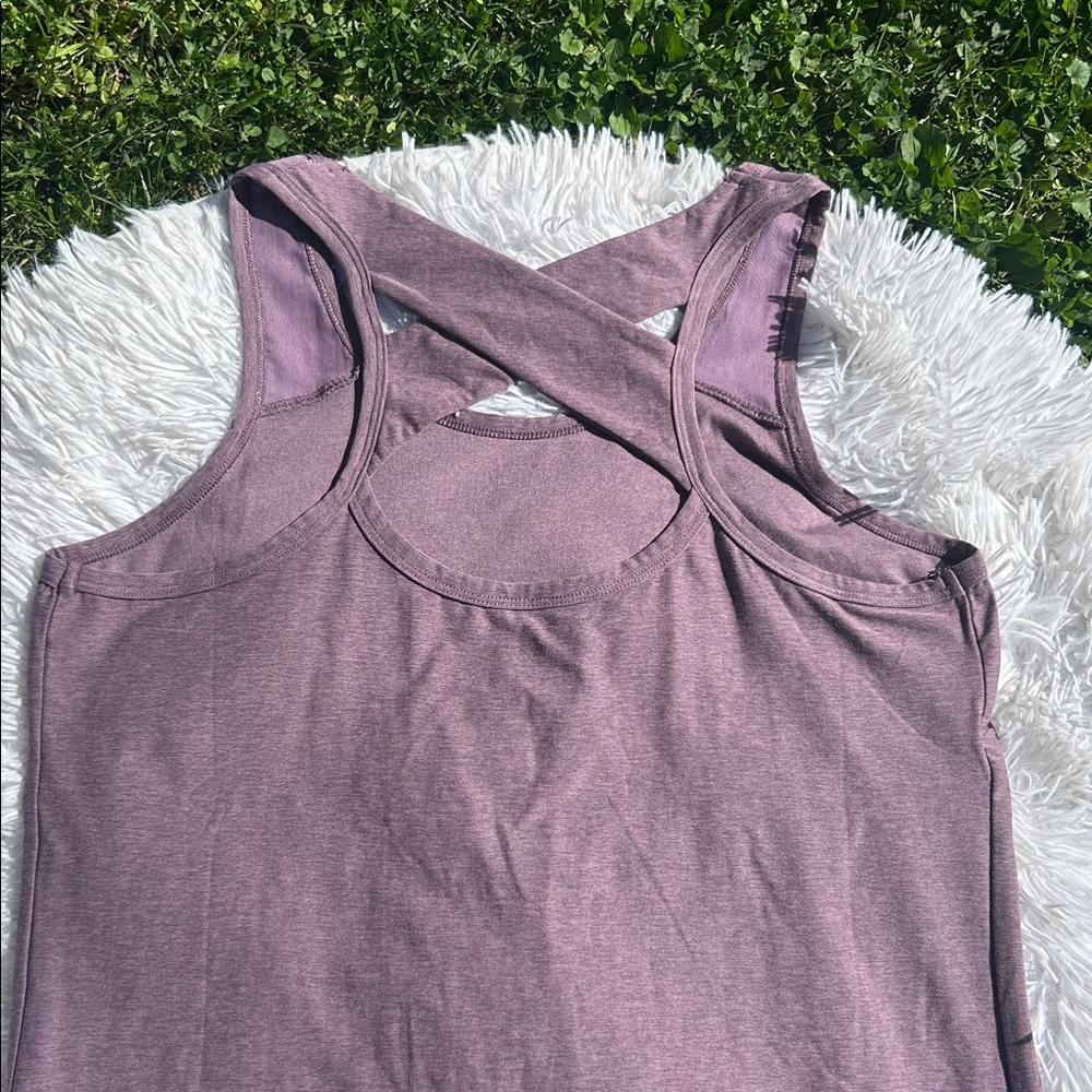 We Wander WeFlex Dark Purple Crossover Cut-Out Tank Top Size Medium - Picture 10 of 16